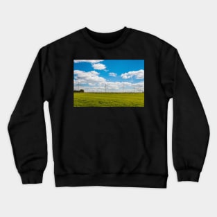 Windmill farm on green meadow Crewneck Sweatshirt